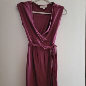 Elegant Purple Faux Wrap Dress